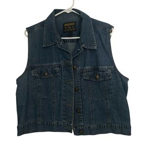 Vintage 80s Woolrich Dark Blue Denim Oversized Street Style Vest